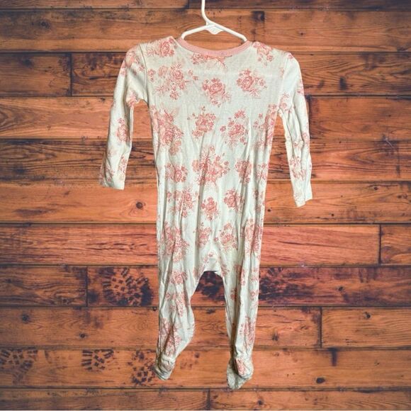 5 for $25🔥Laura Ashley Baby Pink Rose & White Footies Pajama Set Size 18 Months - Picture 2 of 5